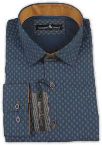 Фото товара Рубашка синяя Giovanni Fratelli, артикул: 242476 Приталені
