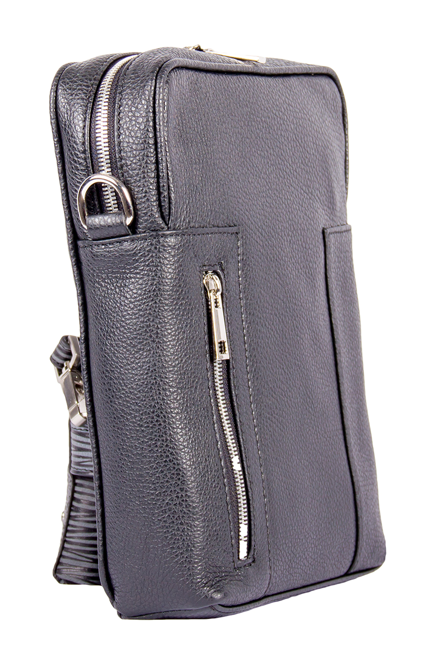 Сумка чёрная через плечо на замках LEATHER COUNTRY