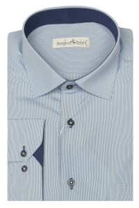 Фото товара Сорочка голуба в дрібну синю смужку Giovanni Fratelli, артикул: 0343-9655 Класичні 