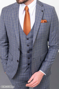 Фото товара Костюм  трійка сірий в блакитну клітинку  MCR 44109-1, артикул: 44109-1 костюм 3 зріст ( 164-178 )