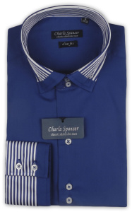 Фото товара Рубашка синяя  Charlz Spanser, артикул: 249071 Приталені