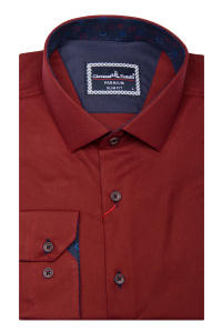 Фото товара Рубашка бордовая однотонная GIOVANNI FRATELLI, артикул: 3024 Приталені