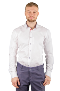 Фото товара Рубашка белая чёрные пуговицы Giovanni Fratelli, артикул: 0558 Приталені