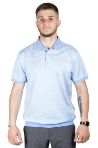 Фото товара Футболка-поло на резинке голубая в узор на кнопках  WHITE HOUSE, артикул: 181903 Футболки та поло