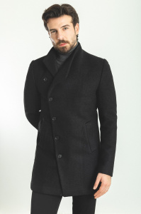 Фото Пальто чорне з застібкою на бік MCR артикул: 21267-1 Пальто