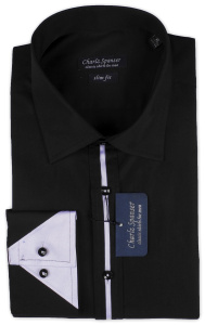 Фото товара Рубашка чёрная  Charlz Spanser, артикул: 249011 Приталені