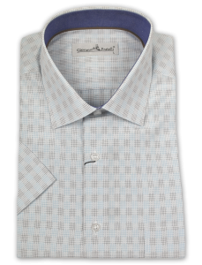 Фото Рубашка c коротким рукавом голубая в клетку Giovanni Fratelli артикул: 0343-21 Класичний крій