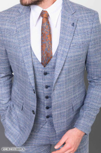 Фото товара Костюм трійка сіро-голубий клітинку MCR 45238-1, артикул: 45238-1 костюм 3 зріст ( 164-178 )