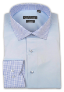 Фото Рубашка голубая Charlz Spanser артикул: 9099 Приталені