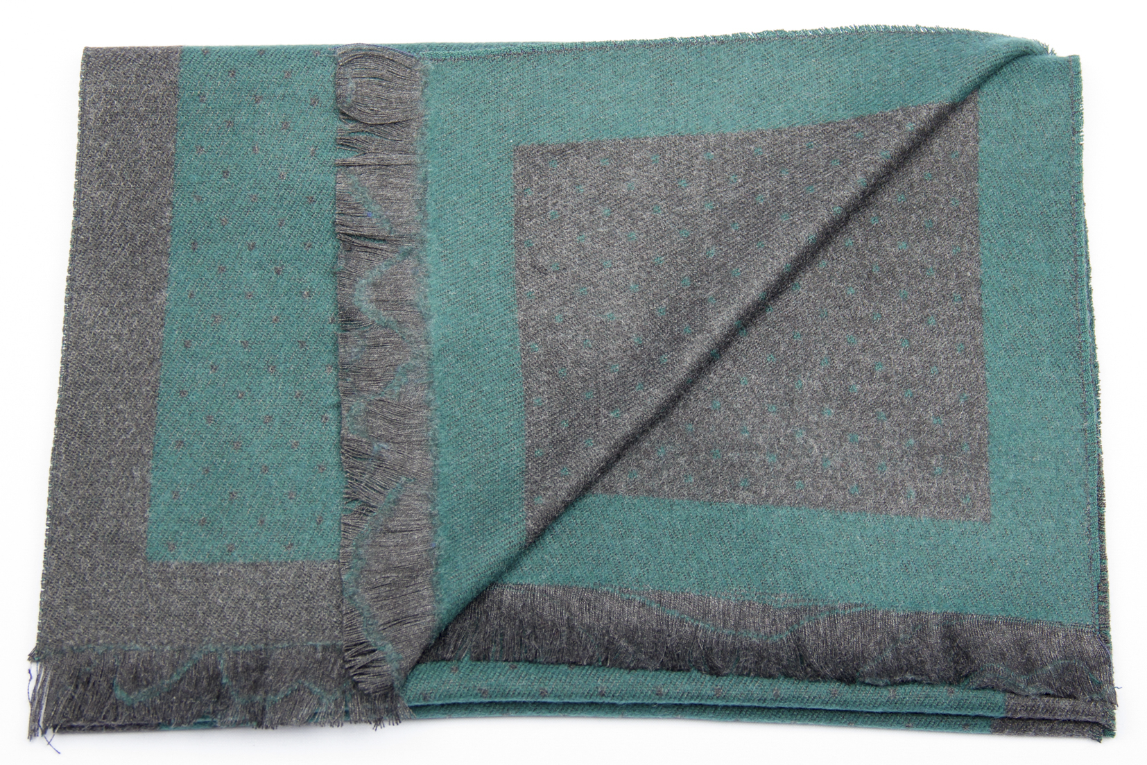 Шарф зелёный с серым двусторонний FABIO DIVAYO