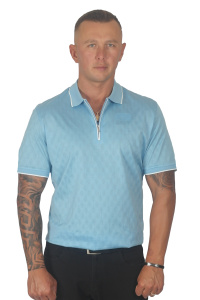 Фото Футболка-поло голубая в узор на молнии  WHITE HOUSE артикул: 201682 Футболки та поло