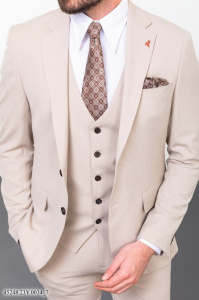Фото товара Костюм трійка бежевий  однотонний MCR 45248-1, артикул: 45248-1 костюм 3 зріст ( 164-178 )