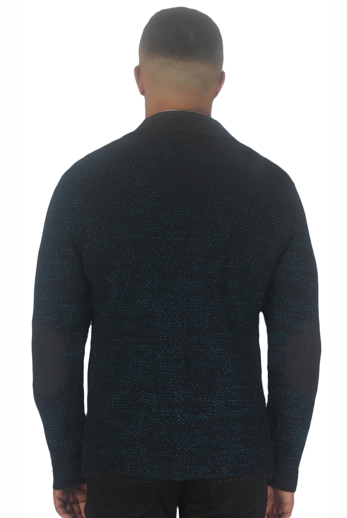 Кардиган меланж синий сголубым плетением MCR