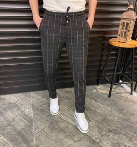 Фото товара Брюки чорні в крупну клітинку TAWIL, артикул: 4216-1 Брюки