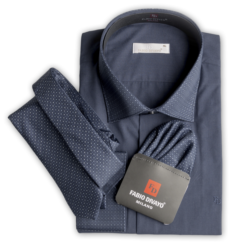 Рубашка тёмно-синяя набор с галстуком Fabio Divayo