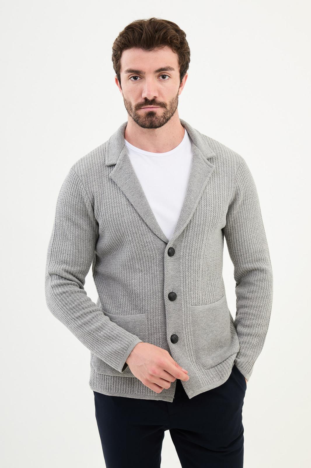 Кардиган світло-сірий трикотаж накладні кишені MCR