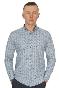 Фото товара Сорочка голуба в візерунок MCR, артикул: 37084 Приталені