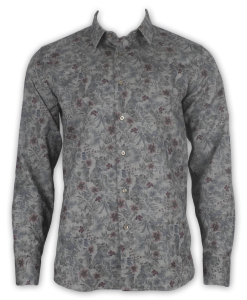 Фото товара Рубашка серая в цветочный рисунок DAMAT, артикул: 4280 Приталені