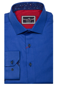 Фото товара Рубашка синяя однотонная GIOVANNI FRATELLI, артикул: 3024-1 Приталені
