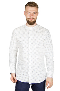 Фото товара Рубашка белая в узор воротник стойка PRIMO EMPORIO, артикул: 2025 Приталені