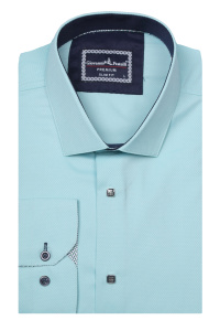 Фото товара Рубашка мятная в текстурный узор  GIOVANNI FRATELLI, артикул: 1479-2 Приталені