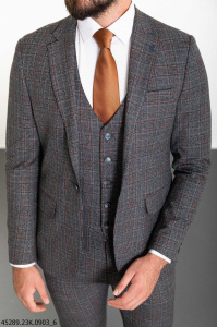 Фото товара Костюм  сірий в синю та рижу клітинку MCR, артикул: 45289-1 костюм 3 зріст ( 164-178 )