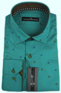 Фото товара Рубашка бирюзовая Giovanni Fratelli, артикул: 242807 Приталені