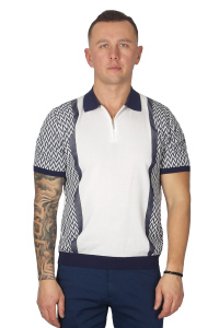 Фото товара Футболка-поло белая в синий узор ENRICO CERINI, артикул: 203201-1 Футболки та поло