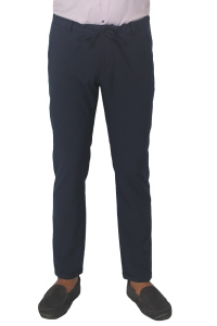 Фото товара Брюки тёмно-синие однотонные на шнурке MCR, артикул: 38827-1 Брюки