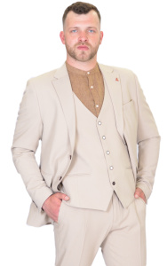 Фото товара Костюм трійка світло-бежевий однотонний MCR 40772-3, артикул: 40772-3 костюм 3 зріст ( 164-178 )