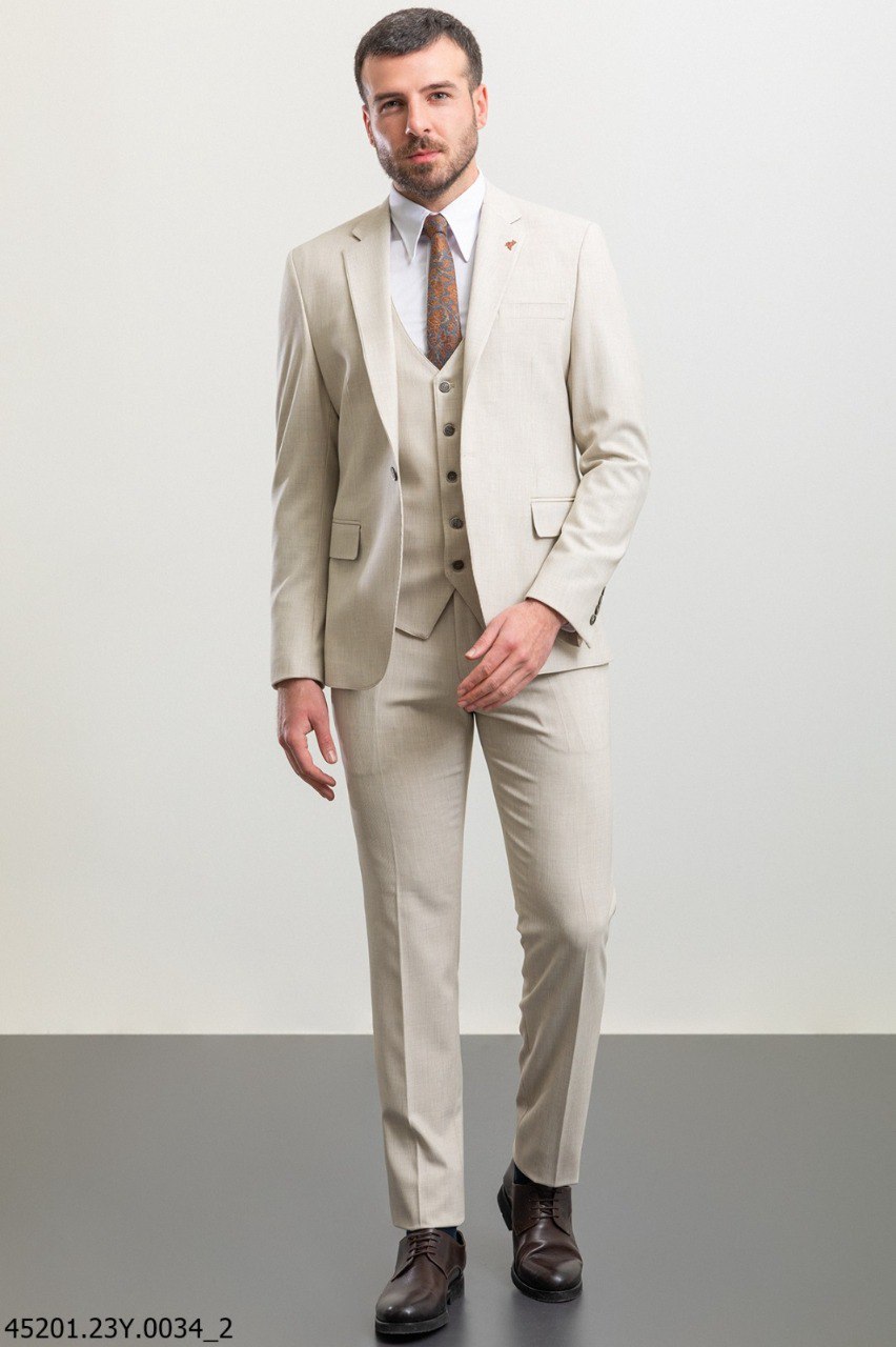 Костюм світло-бежевий однотонний трійка MCR 45201-1