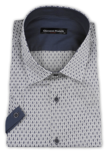 Фото товара Рубашка c коротким рукавом серая Giovanni Fratelli, артикул: 0756 Приталений крій