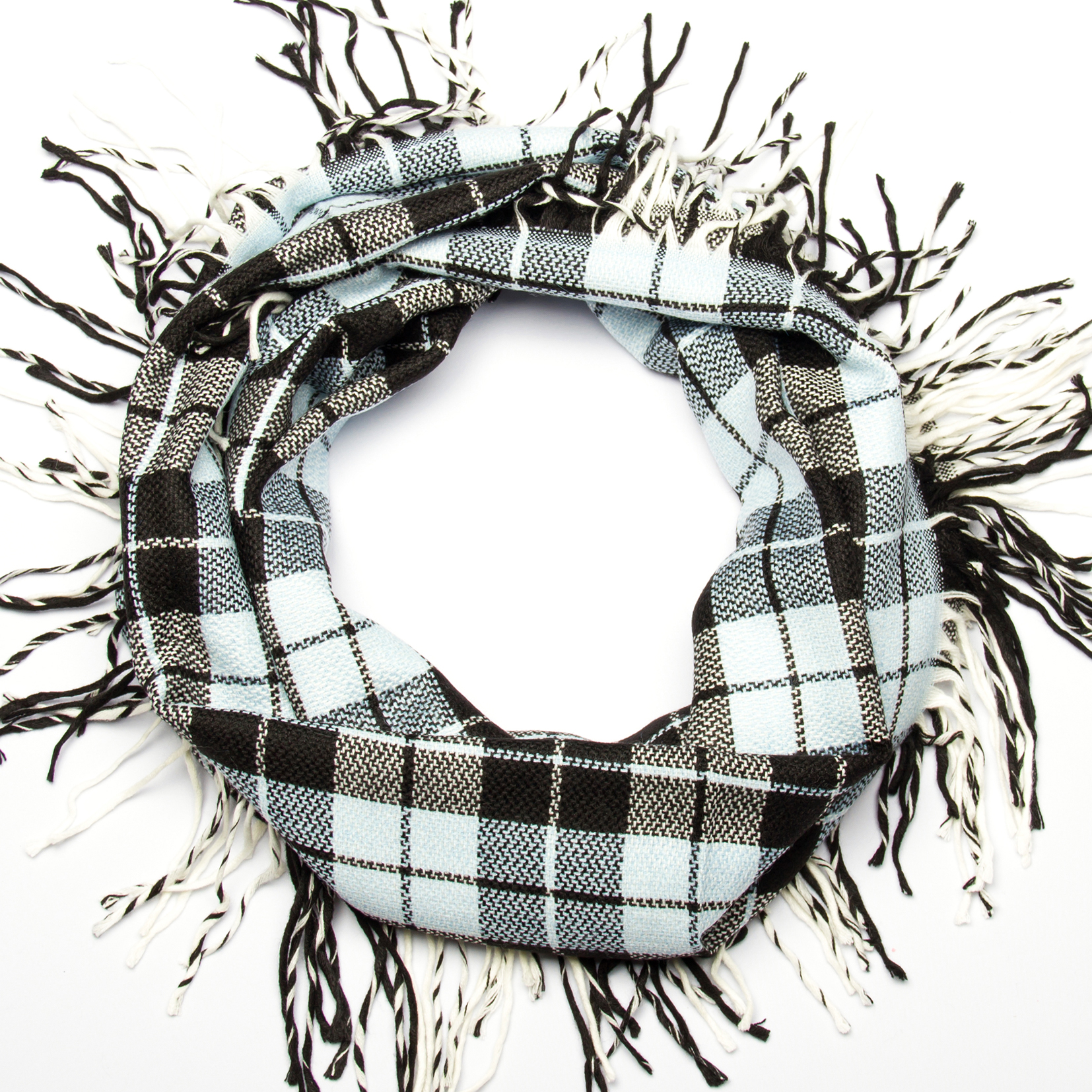 Шарф голубой в чёрную клетку FABIO DIVAYO