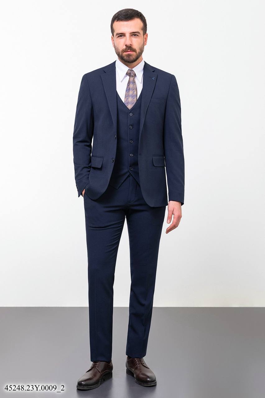 Костюм  трійка синій темний однотонний MCR