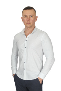 Фото товара Сорочка біла візерунок на ткинині MCR, артикул: 37279 Приталені