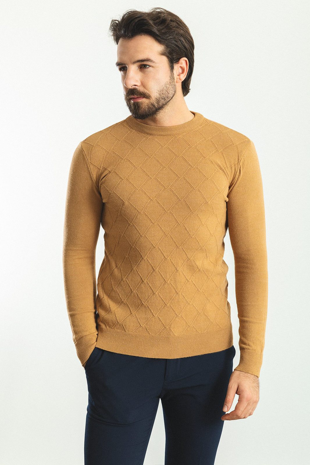 Светр коричневий в текстурний візерунок MCR