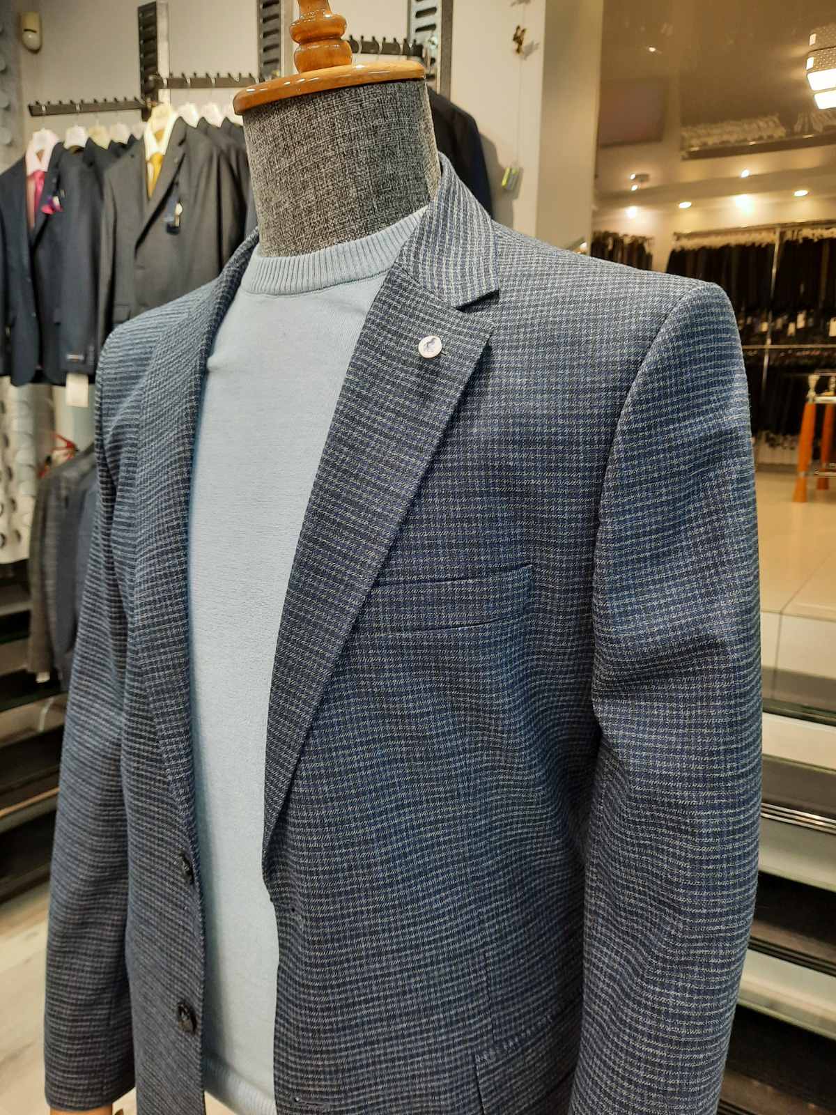 Піджак синій в дрібну  клітинку  TONY CASSANO