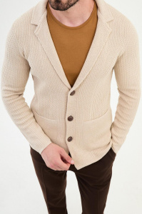Фото товара Кардиган бежевий трикотаж накладні кишені MCR батал, артикул: 11238-34 Кардигани