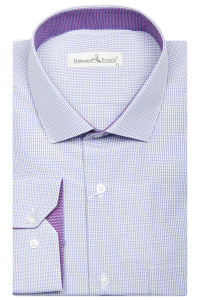 Фото товара Рубашка светло-сиреневая в клетку GIOVANNI FRATELLI, артикул: 0343-14 Класичні 