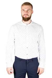 Фото Рубашка белая в синий ромбик ALTATENSIONE артикул: 3379 Приталені