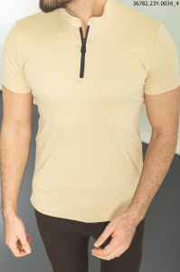 Фото Футболка  на блискавці бежева MCR артикул: 36782-1 Футболки та поло