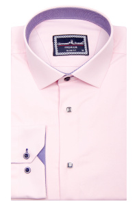 Фото товара Рубашка розовая однотонная GIOVANNI FRATELLI, артикул: 7037 Приталені