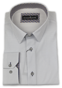 Фото товара Рубашка белаяв голубой рисунок Giovanni Fratelli, артикул: 4067 Приталені