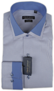 Фото товара Рубашка синяя Charlz Spanser, артикул: 249040-1 Приталені