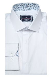 Фото товара Рубашка белая скрытая планка  GIOVANNI FRATELLI, артикул: 7044 Приталені