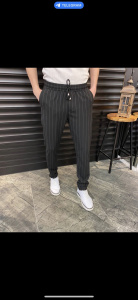 Фото товара Брюки чорні в білу смужку TAWIL, артикул: 4216-5 Брюки