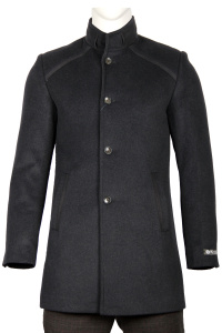 Фото Пальто тёмно-синее воротник стойка MAIKLEN артикул: 103079 Пальто