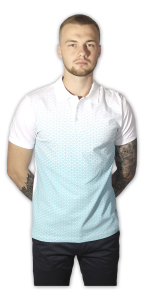 Фото товара Футболка с воротником белая бирюзовый рисунок ROMANO BOTTA, артикул: 71-019 Футболки та поло