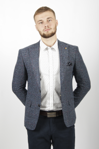 Фото товара Пиджак синий меланж крупная клетка OLIVER MANCINI, артикул: 181026 Піджаки