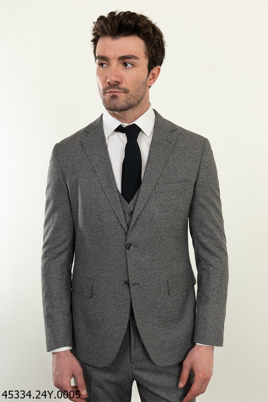 Костюм  трійка cірий меланж однотонний MCR